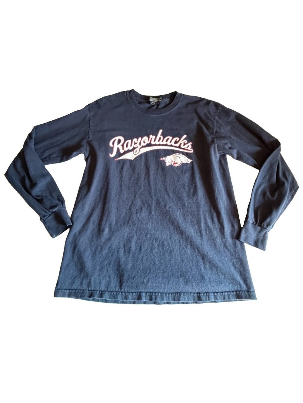 Houndstooth Long Sleeve Arkansas Razorbacks Football  - Size Med Faded Black